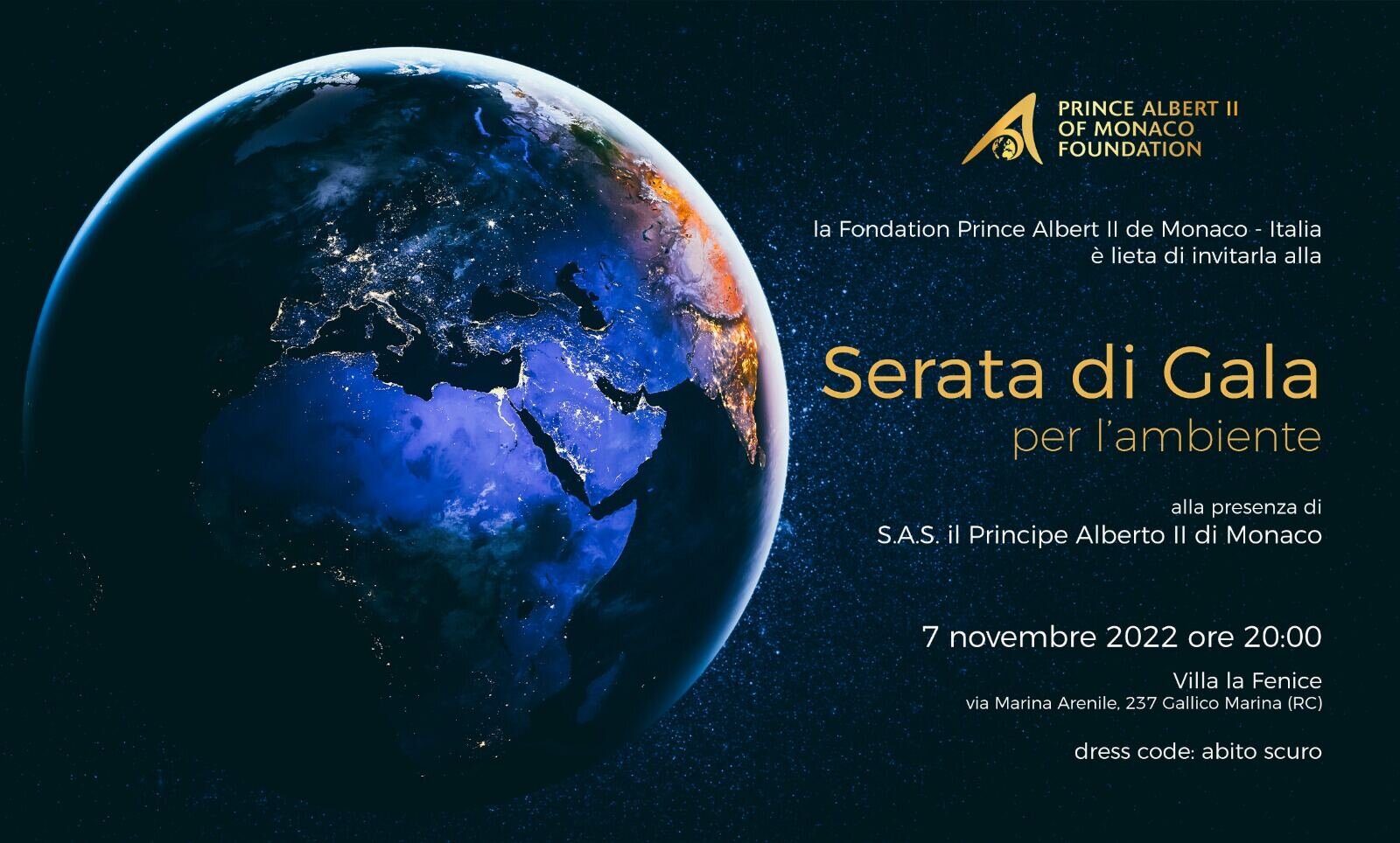 Cena di Gala per FPA2 Italia con il Principe Alberto II di Monaco